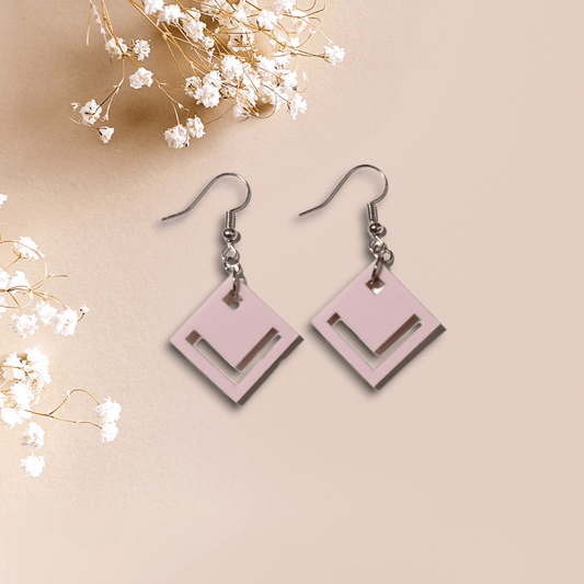 Earrings - Ballerina pink square geometric - Creative Designs By Kari