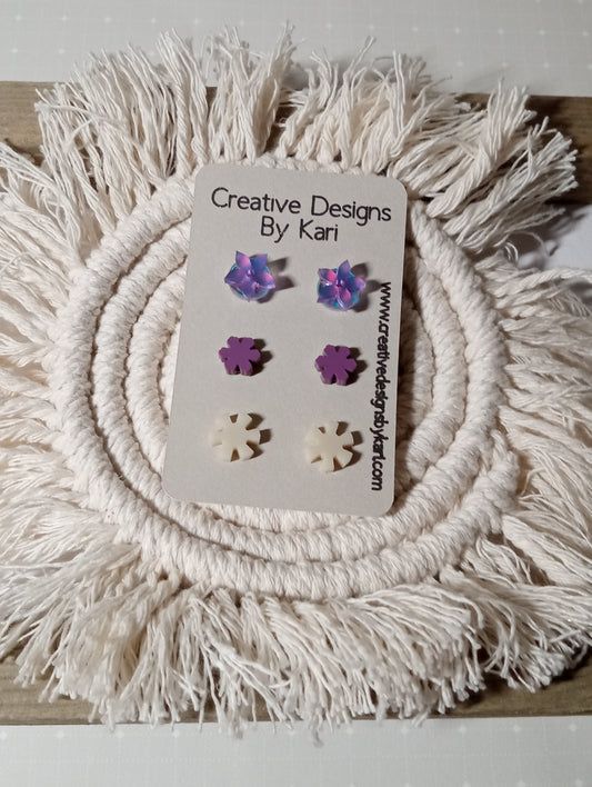 Earrings - purple/cream hues - Creative Designs By Kari