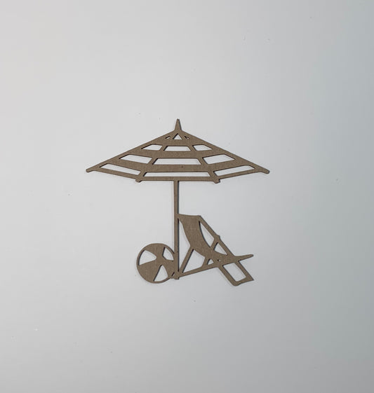 Beach chair, umbrella, beachball