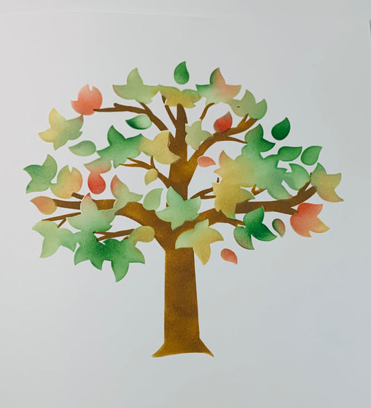 Fall tree - layered stencil