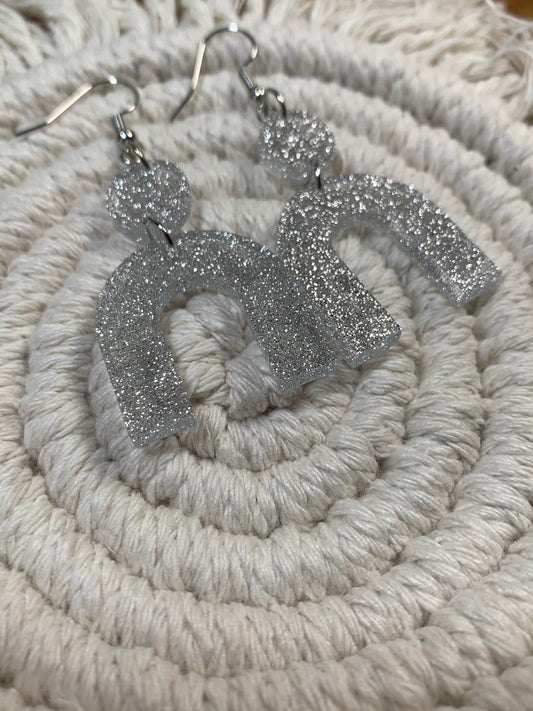Silver shimmer arch style - earrings