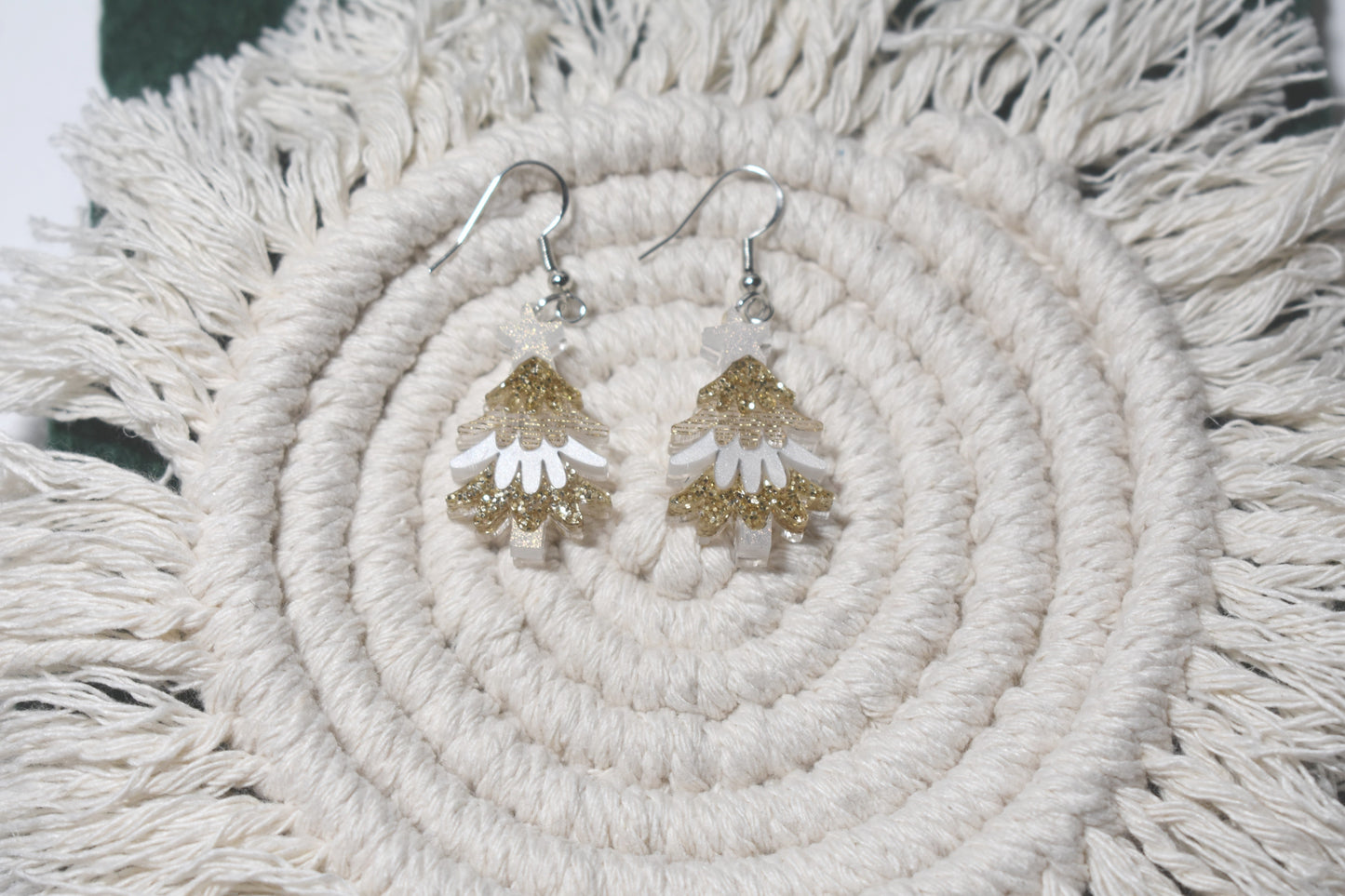 Christmas tree earrings - gold - Creative Designs By Kari