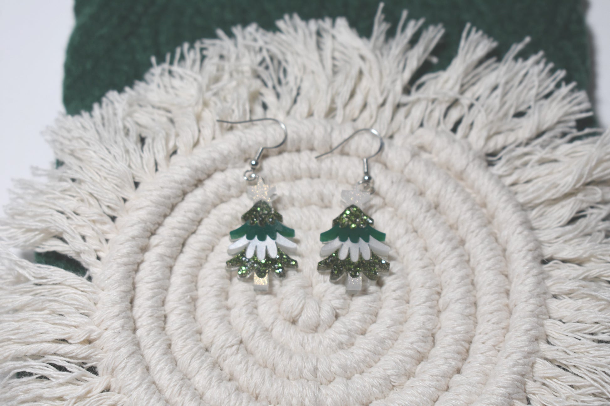 Christmas tree earrings - greens - Creative Designs By Kari