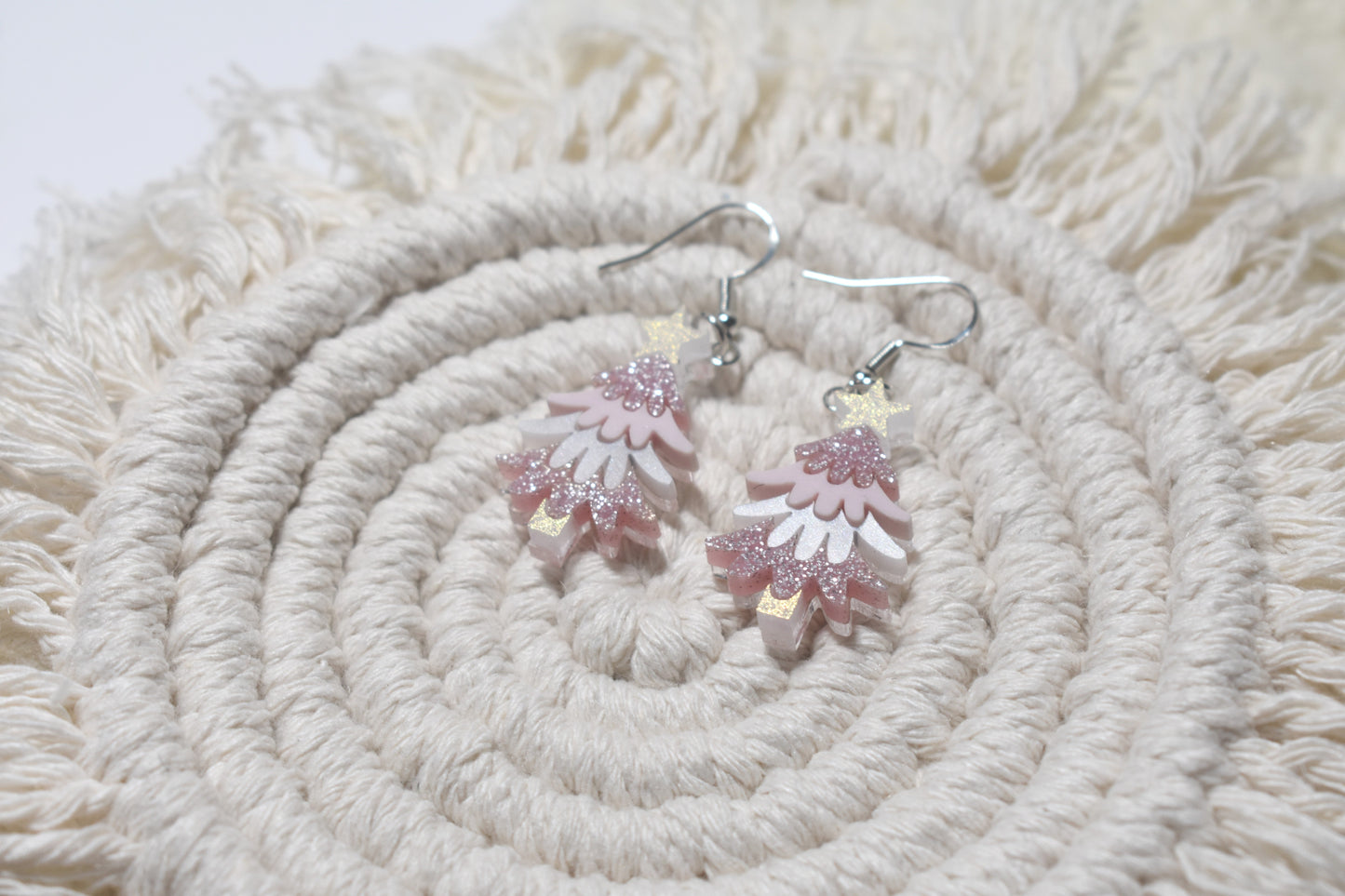 Christmas tree earrings - pinks - Creative Designs By Kari