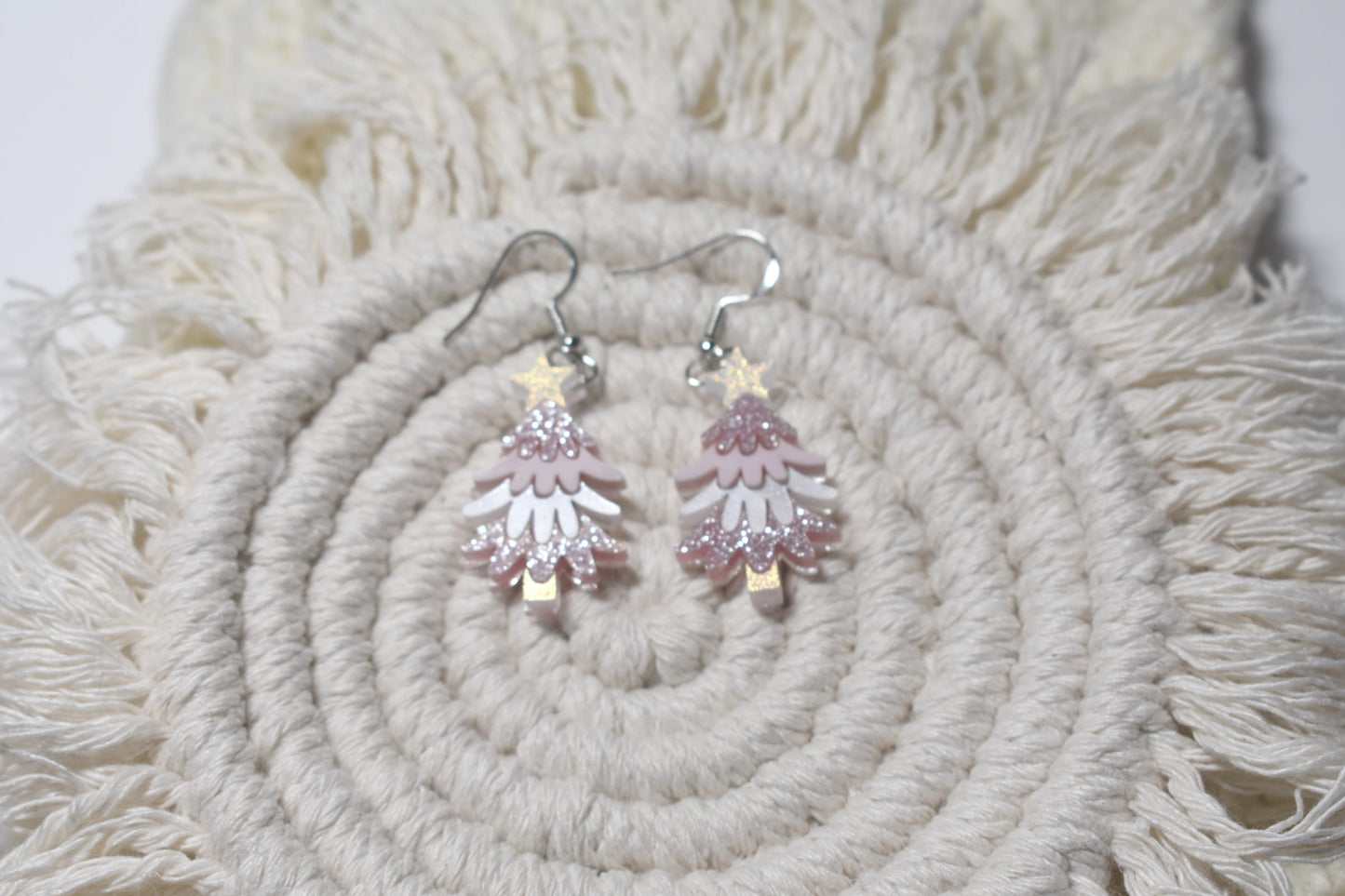 Christmas tree earrings - pinks - Creative Designs By Kari