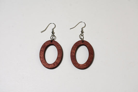 Coffee bean copper oval earrings - Creative Designs By Kari