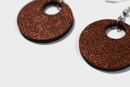 Copper birch patterned engraved earrings - Creative Designs By Kari
