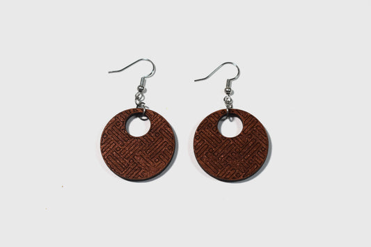 Copper birch patterned engraved earrings - Creative Designs By Kari