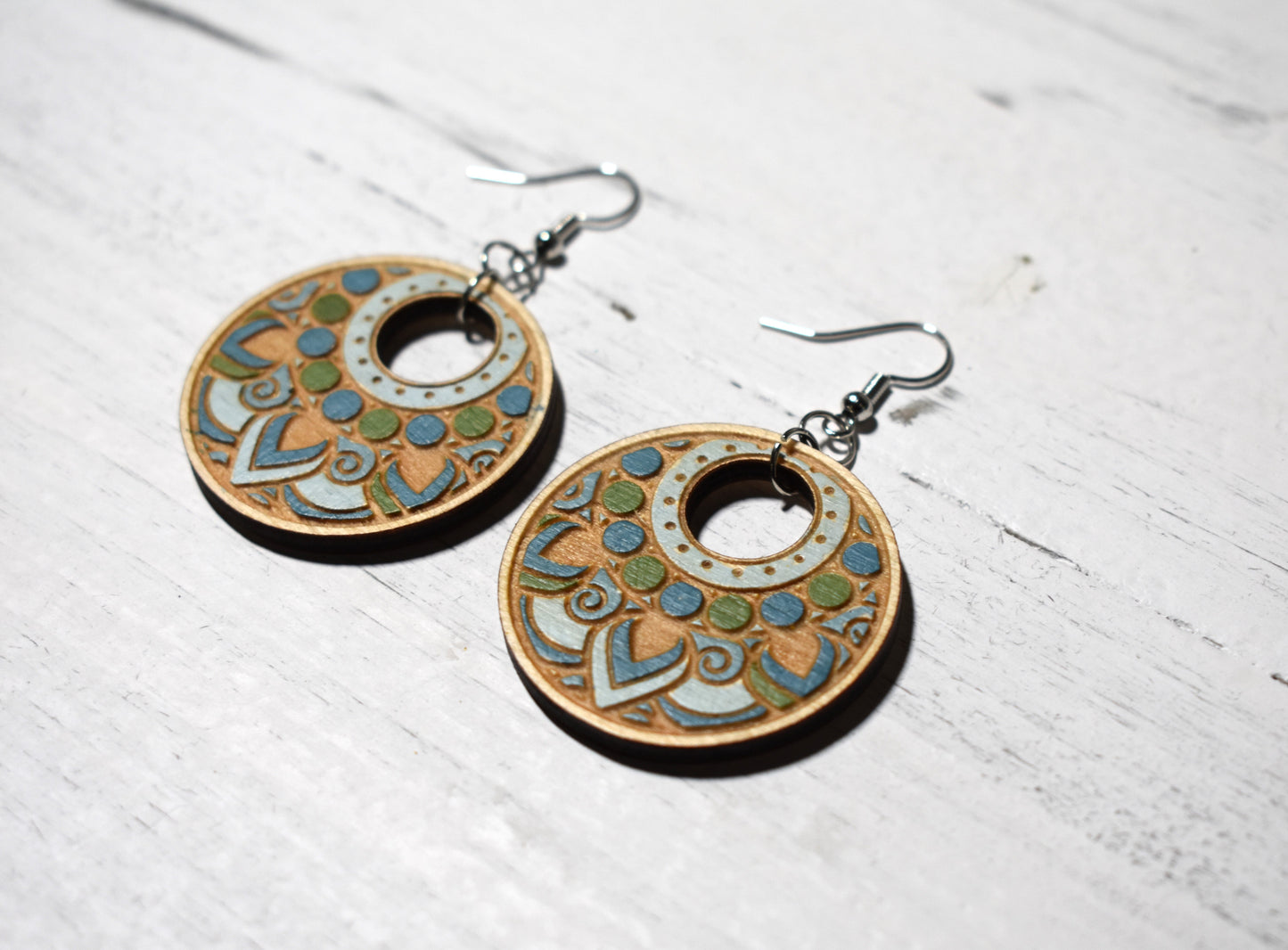 Earthtone blue/green hues earrings - Creative Designs By Kari