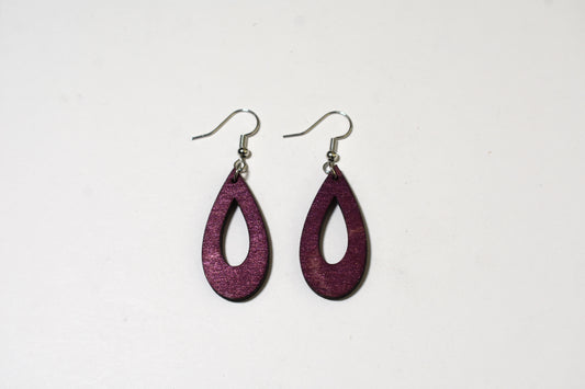 Eggplant purple teardrop earrings - Creative Designs By Kari