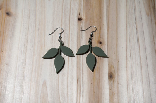 Matte olive leaves earrings - Creative Designs By Kari