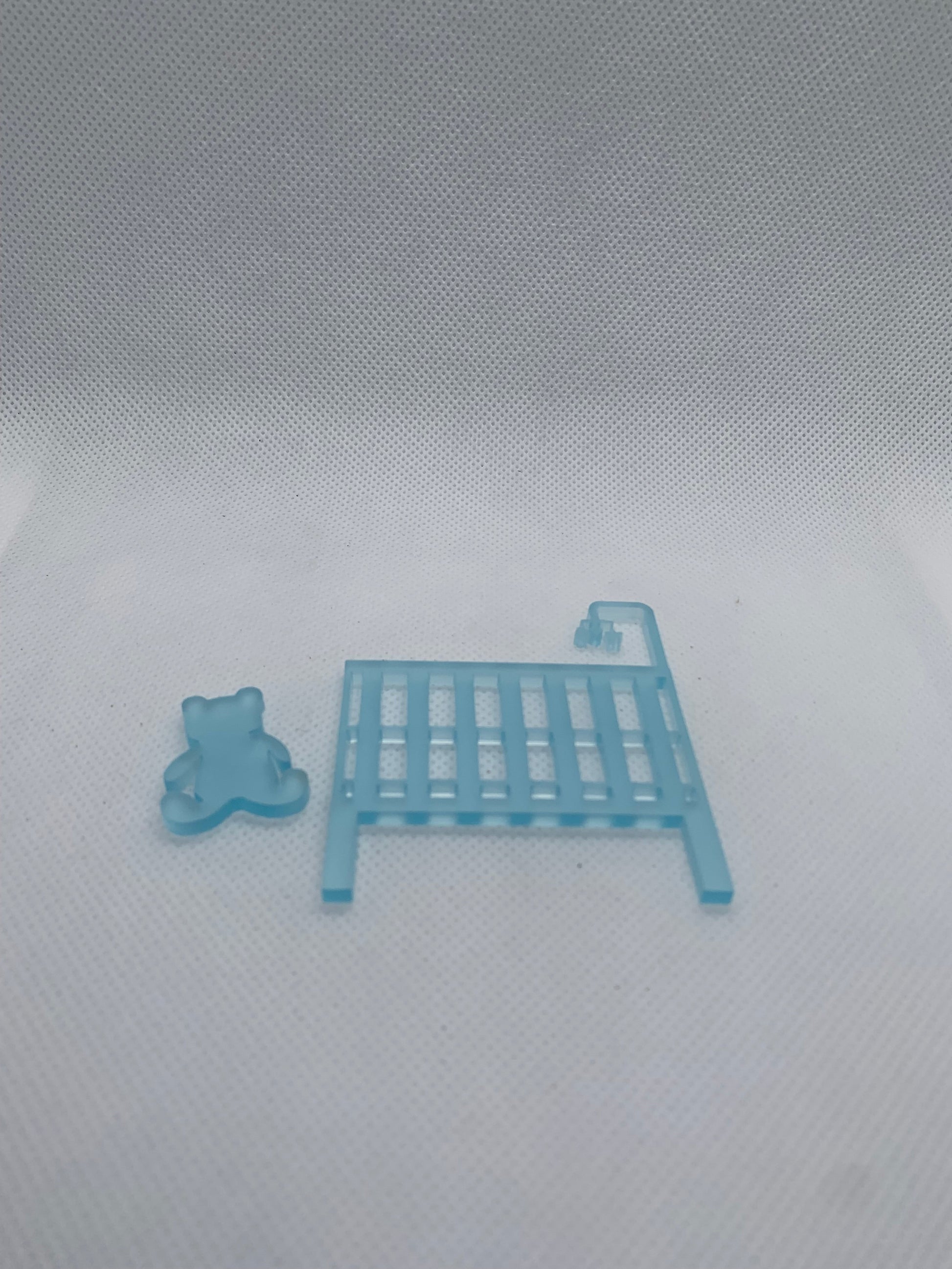 Baby crib and teddy bear set - blue - Creative Designs By Kari