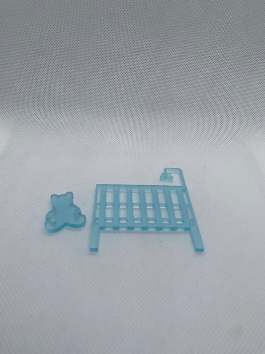 Baby crib and teddy bear set - blue - Creative Designs By Kari
