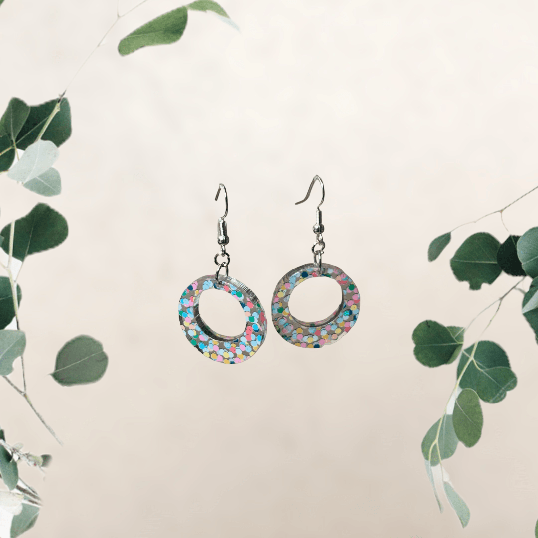 Earrings - confetti print - hoop - Creative Designs By Kari