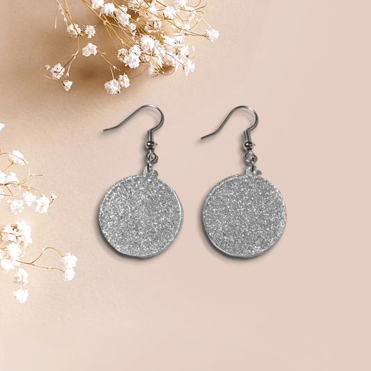 Earrings - silver shimmer circle - Creative Designs By Kari