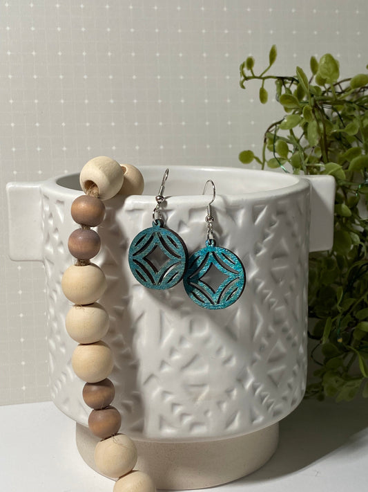 Earrings - teal birch circular - Creative Designs By Kari